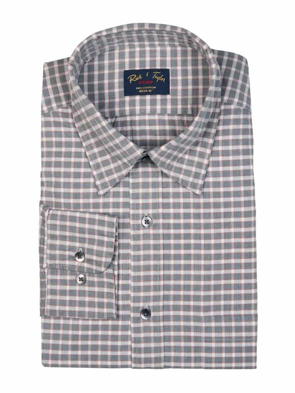 Reid & Taylor Men Check Grey Shirt
