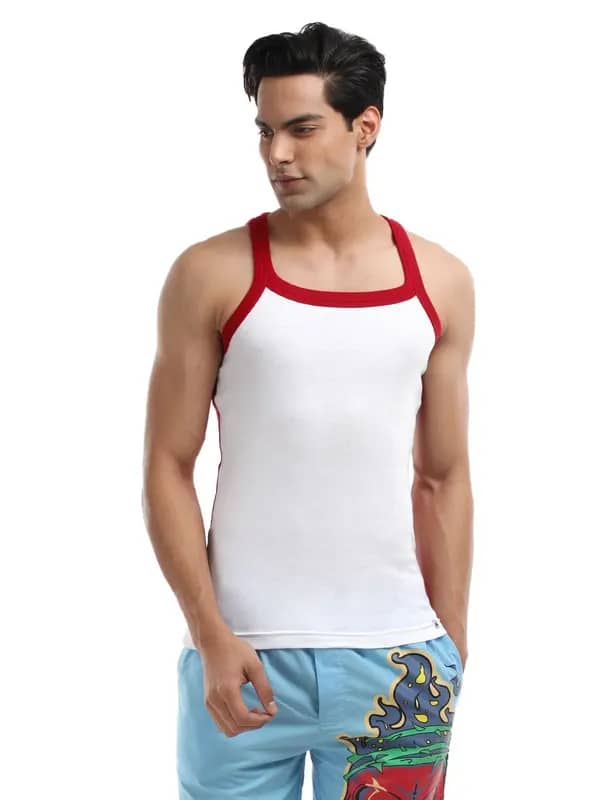 Crusoe Men Square Neck Tee White Innerwear Vests