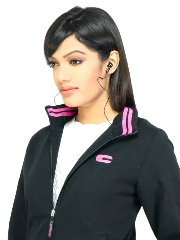 C Vox Women Solid 1354 Black Jacket
