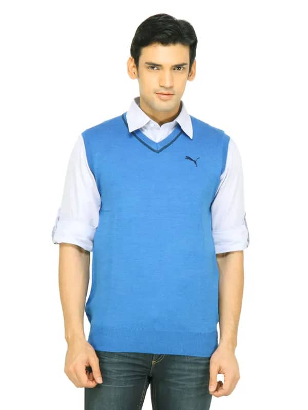 Puma Men Solid Blue Sweater