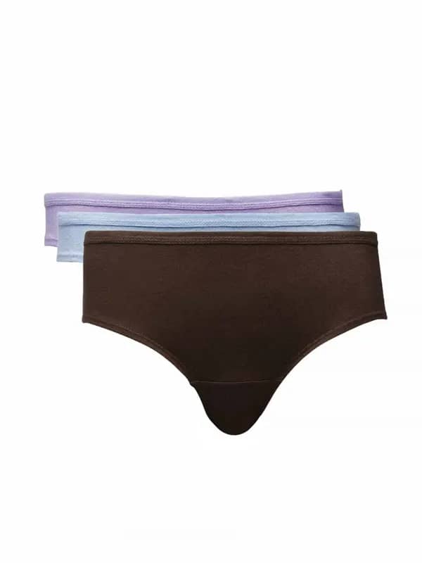 Hanes Women Pack of Three 100% Cotton Plain Hipsters