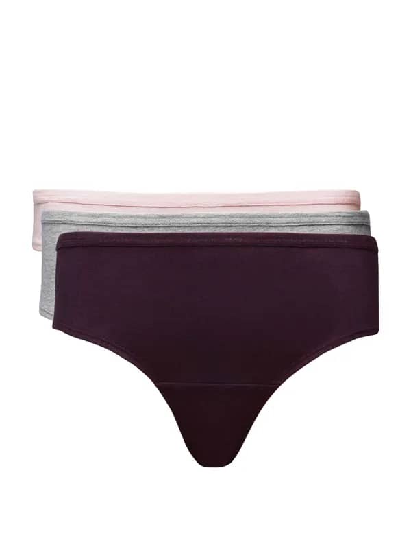 Hanes Women Pack of Three 100% Cotton Plain Hipsters