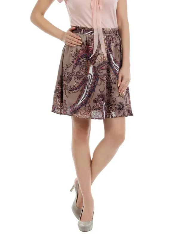 Arrow Woman Printed Brown Skirt