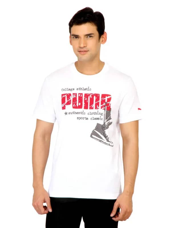 Puma Men College Athletic White Tshirt