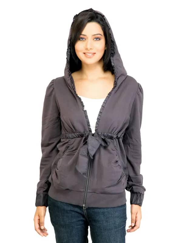 United Colors of Benetton Women Solid Grey Jacket