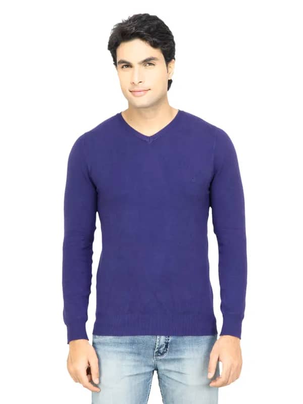 United Colors of Benetton Men Solid Blue Sweater