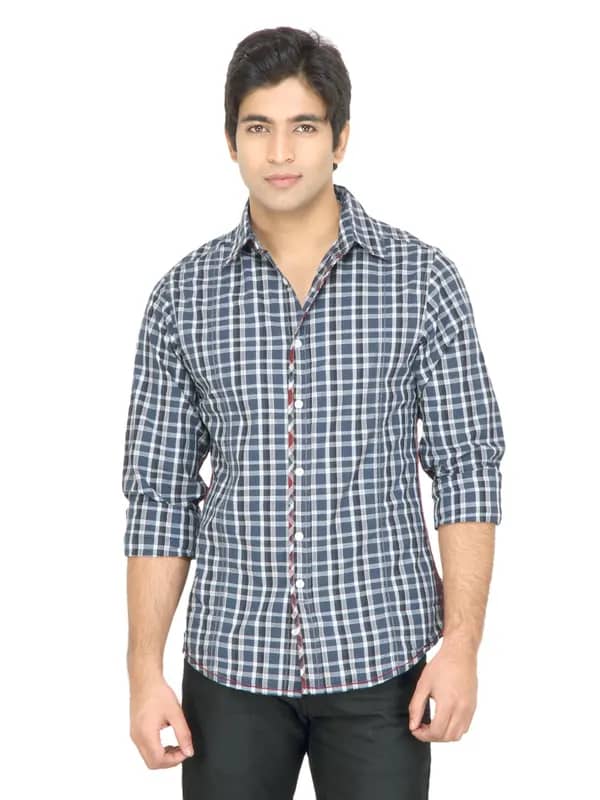 United Colors of Benetton Men Blue Check Shirt