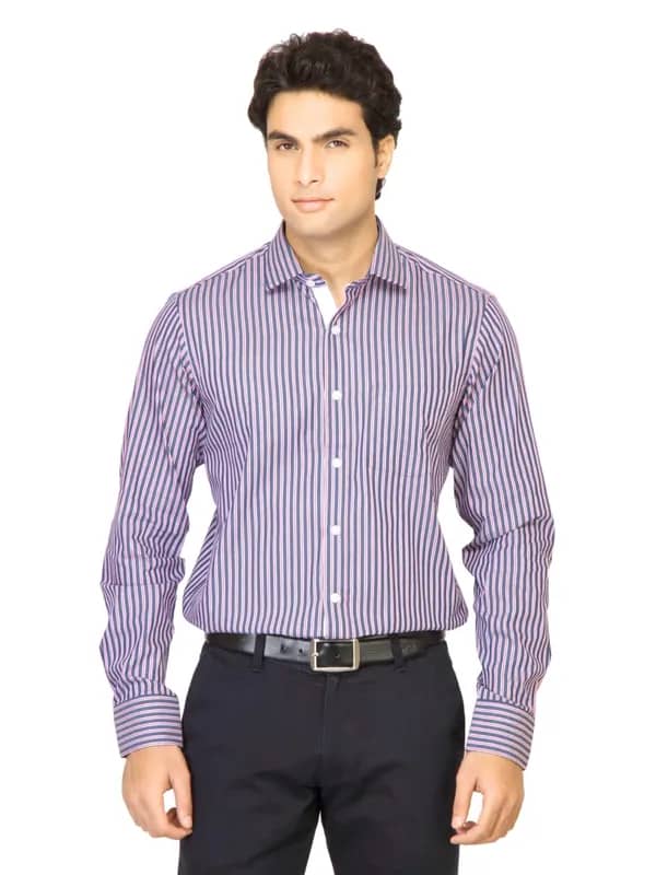 United Colors of Benetton Men Stripes Blue Shirt