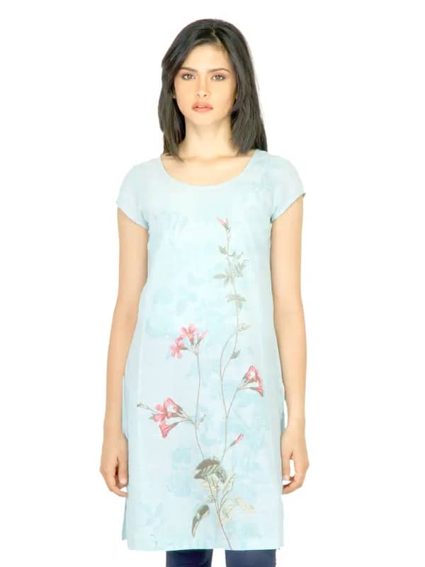 W Women Floral Print Blue Kurta