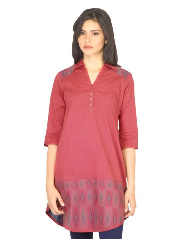 W Women Thread Work Red Kurta
