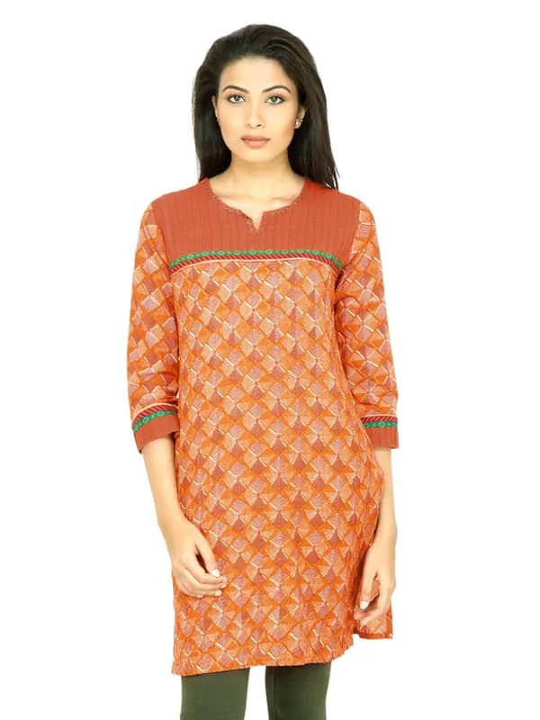 Mother Earth Women Printed Orange Kurta