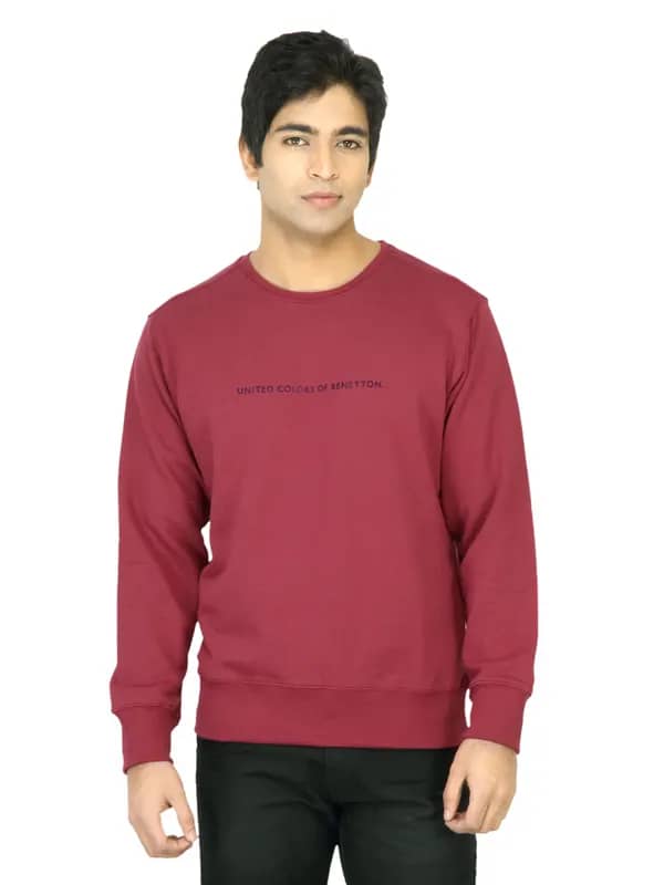 United Colors of Benetton Men Solid Red SweatShirt