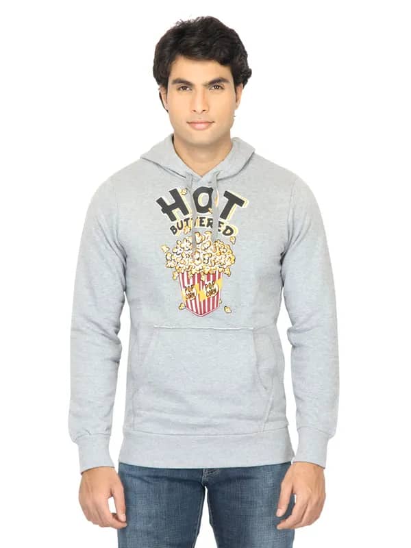 United Colors of Benetton Men Printed Grey Sweatshirt