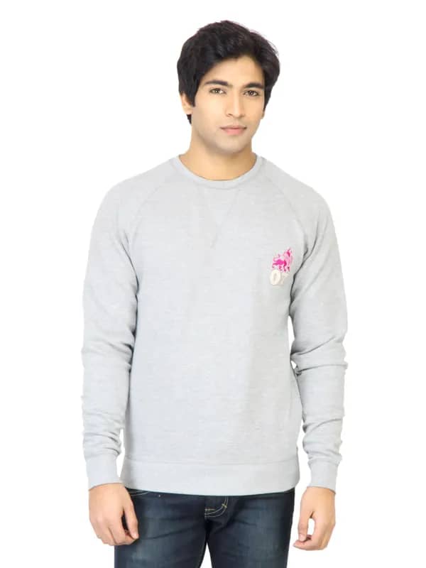 Myntra Men Solid Grey Sweatshirt