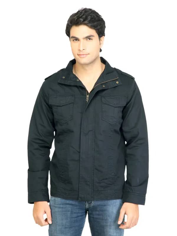 United Colors of Benetton Men Solid Black Jacket