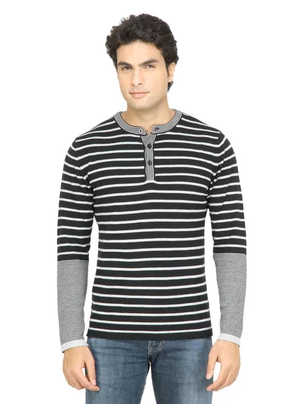 United Colors of Benetton Men Striped Black Sweater