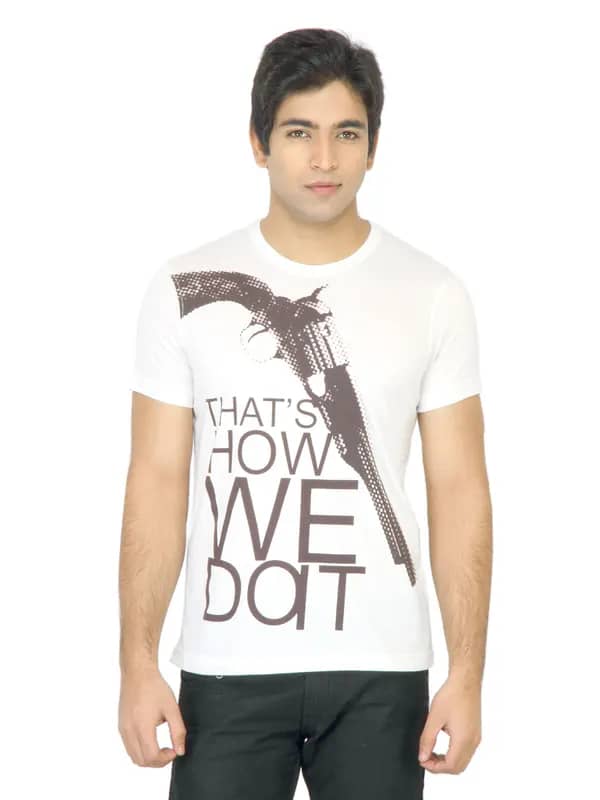 United Colors of Benetton Men Printed White TShirt