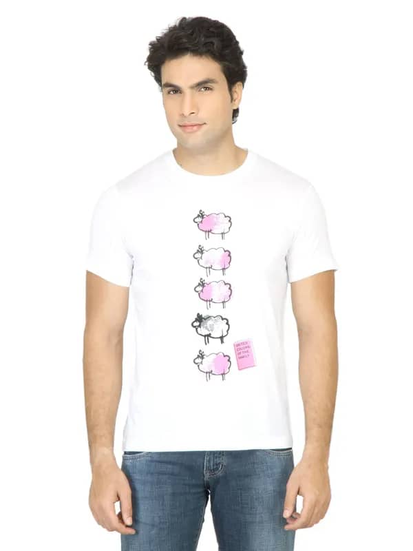 United Colors of Benetton Men Printed White Tshirt