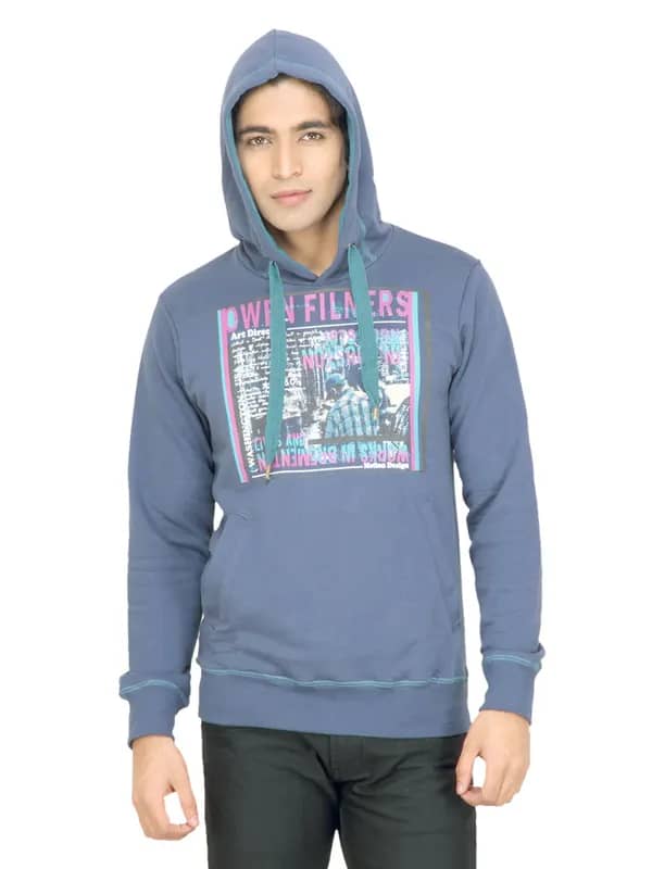 United Colors of Benetton Men Printed Blue Sweatshirt
