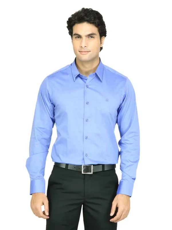 United Colors of Benetton Men Solid Blue Shirt