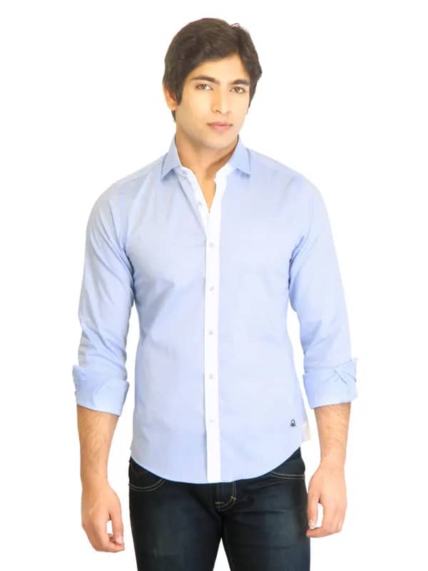 United Colors of Benetton Men Blue Shirt