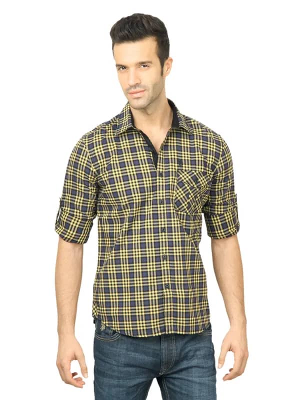 U.S. Polo Assn. Men Check Yellow Shirt