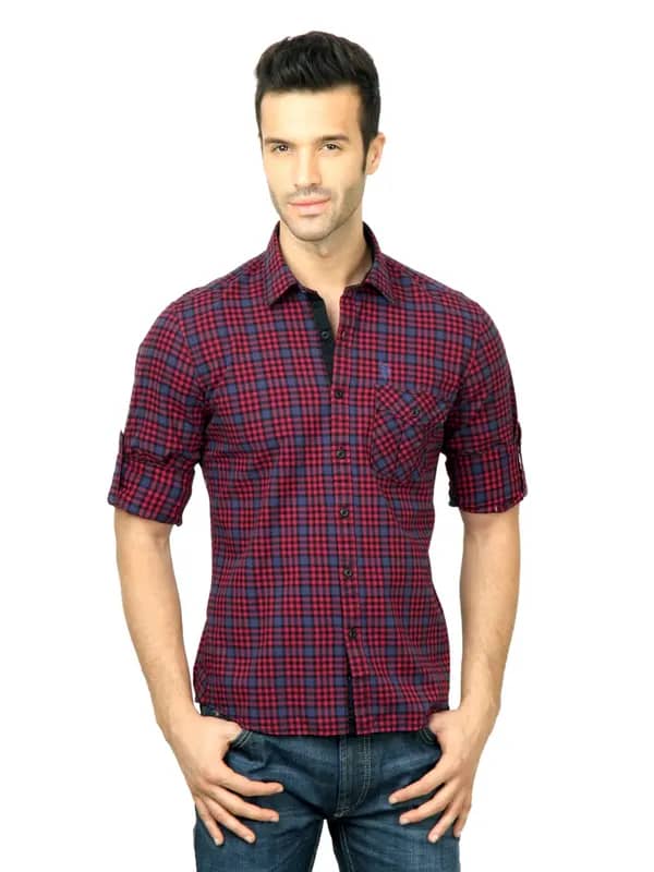 U.S. Polo Assn. Men Check Red Shirt