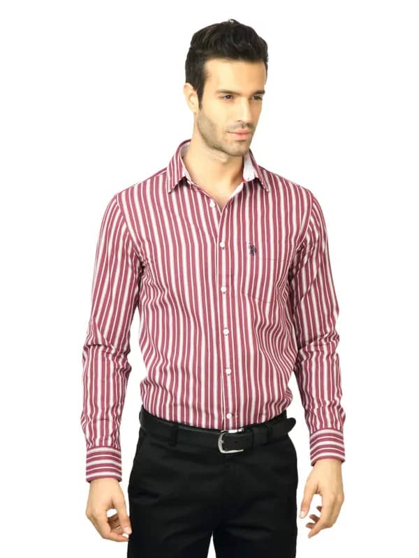 U.S. Polo Assn. Men Striped Red Shirt
