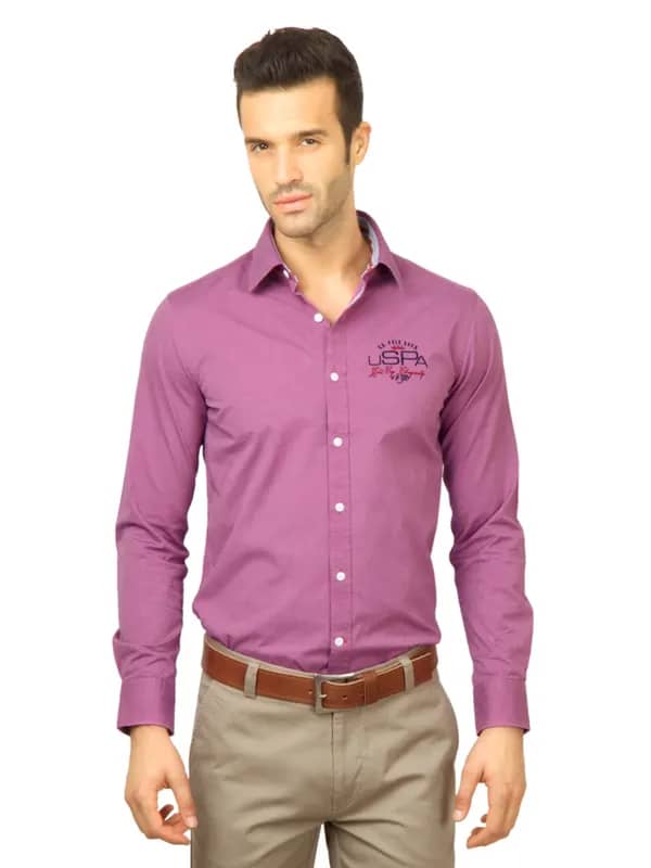U.S. Polo Assn. Men Solid Pink Shirt