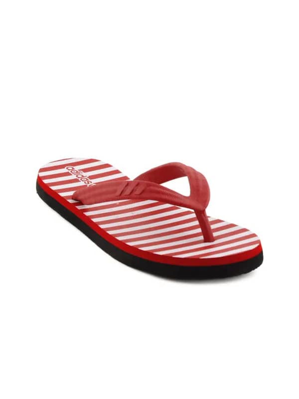 ADIDAS Women Striped Red Flip Flops