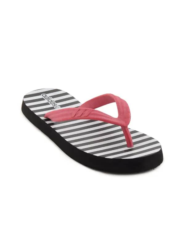 ADIDAS Women Soft Striped White Flip Flops