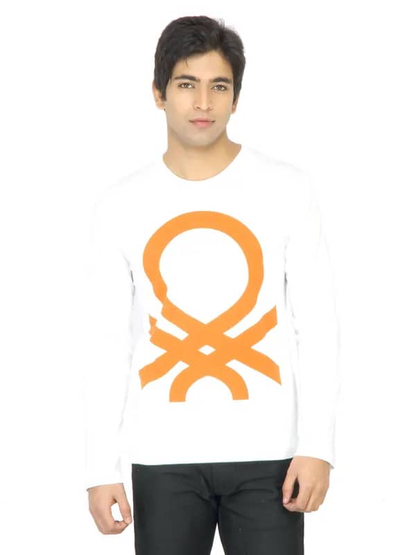 United Colors of Benetton Men Printed White TShirt