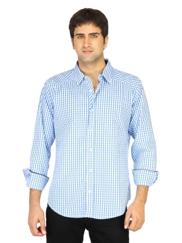United Colors of Benetton Men Blue Check Shirt