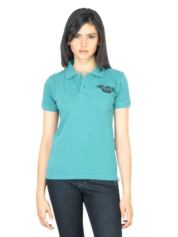 Wrangler Women Baroque Polo Turquoise T-shirt