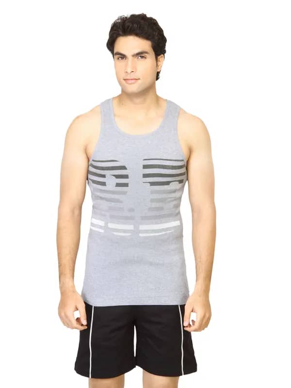 Facit Men Printed Grey Innerwear Vest