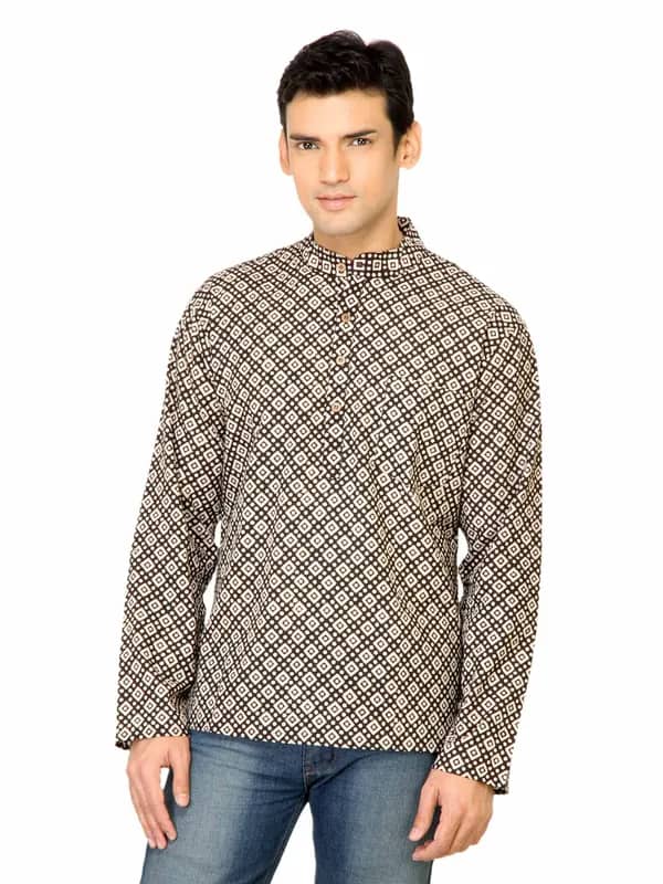 Mother Earth Men Printed Beige Kurta