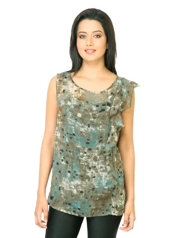 United Colors of Benetton Women Printed Green Tops