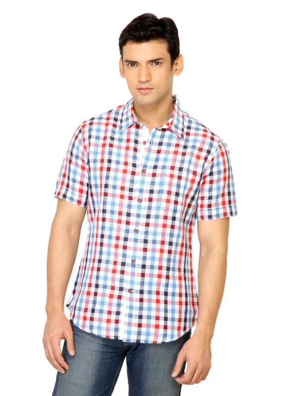 United Colors of Benetton Men Check Red Shirt