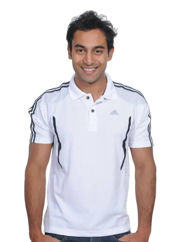 ADIDAS Mens Fire White Polo T-shirt