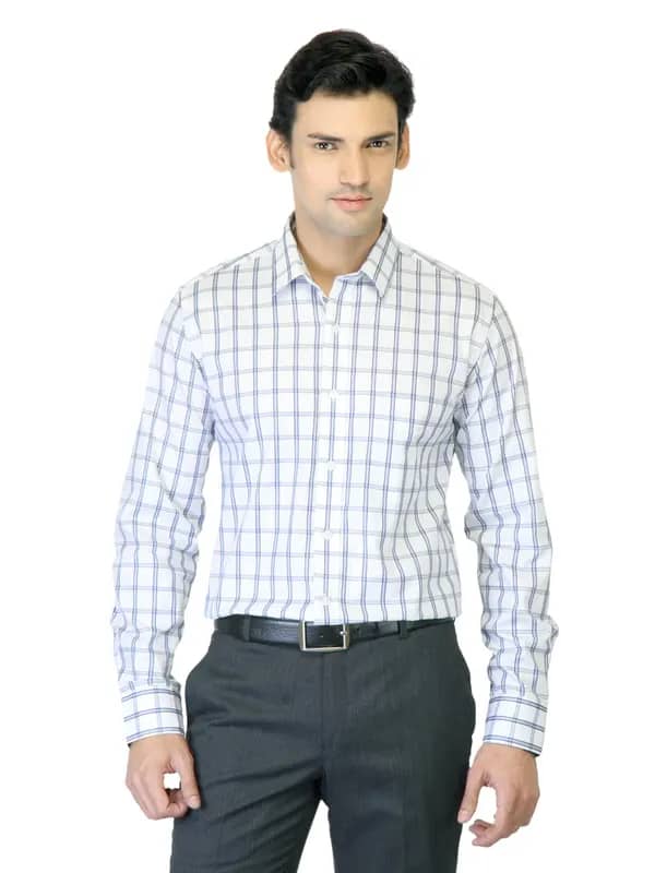 Black Coffee Men White Check Shirt