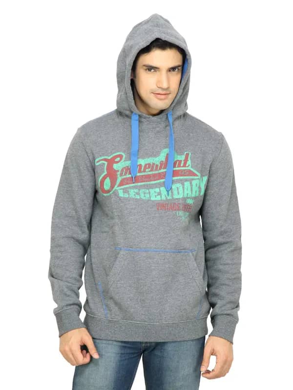 s.Oliver Men Printed Grey Sweatshirt