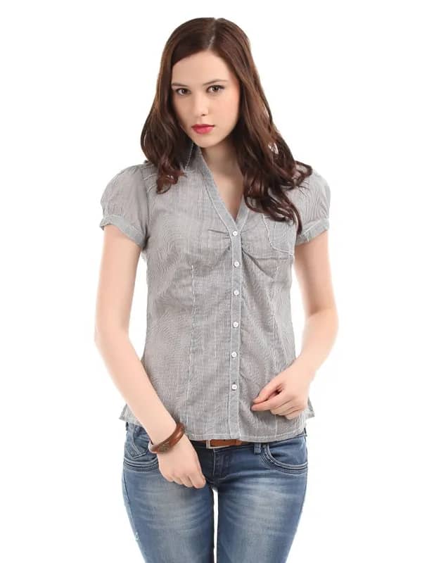 s.Oliver Women White Striped Shirt