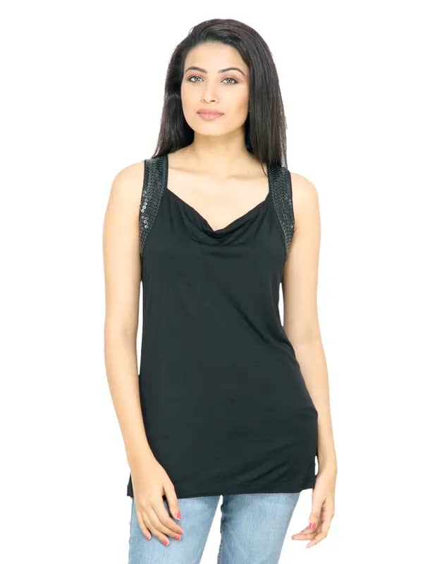 s.Oliver Women Solid Black Top