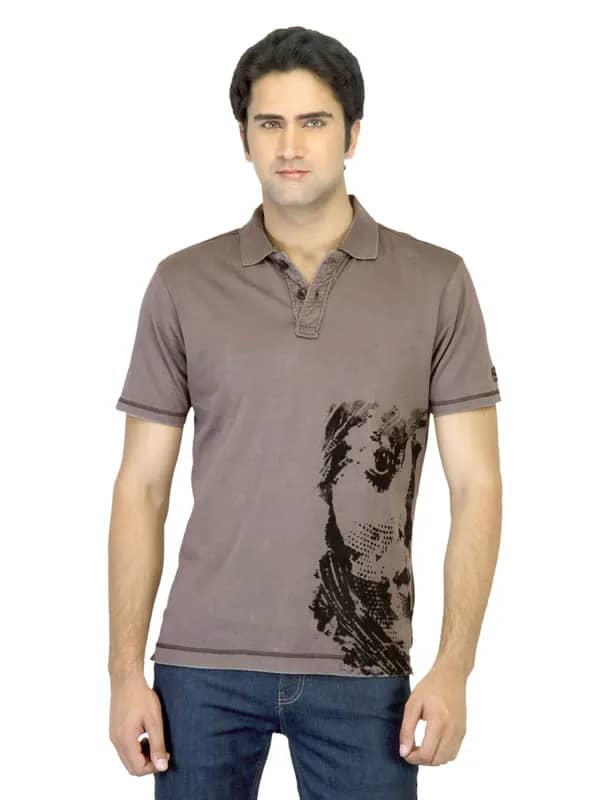 Basics Men Brown Printed T-shirt