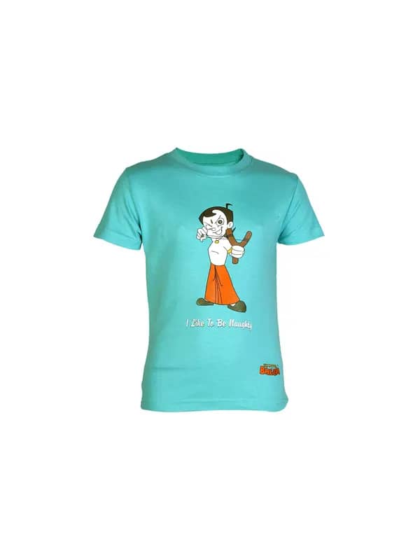 Chhota Bheem Kids-Boys Printed Pale Blue Tshirt
