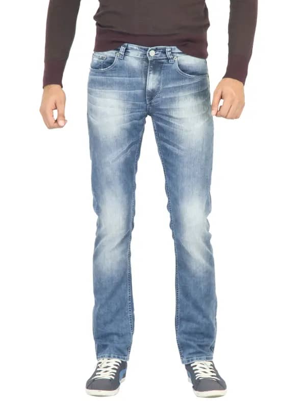 Spykar Men Washed Blue Jeans