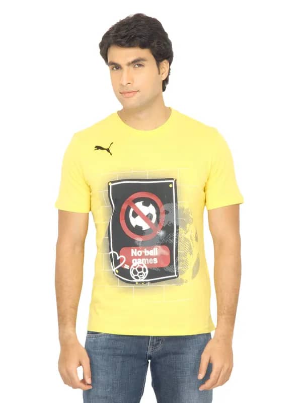 Puma Men Printed Yellow Tshirt