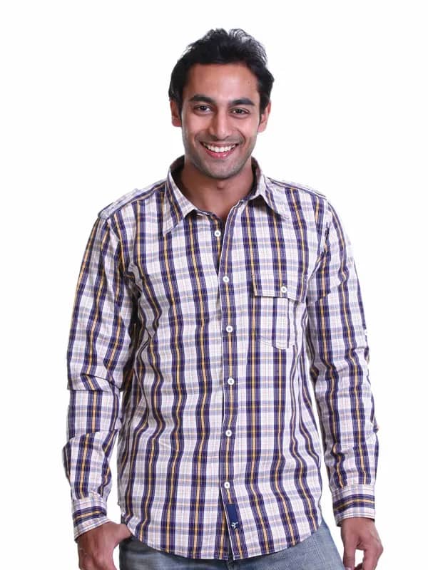 Probase Men Check Orange Shirt