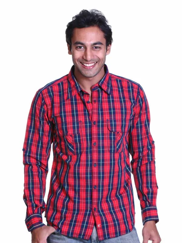 Probase Men Red & Blue Shirt