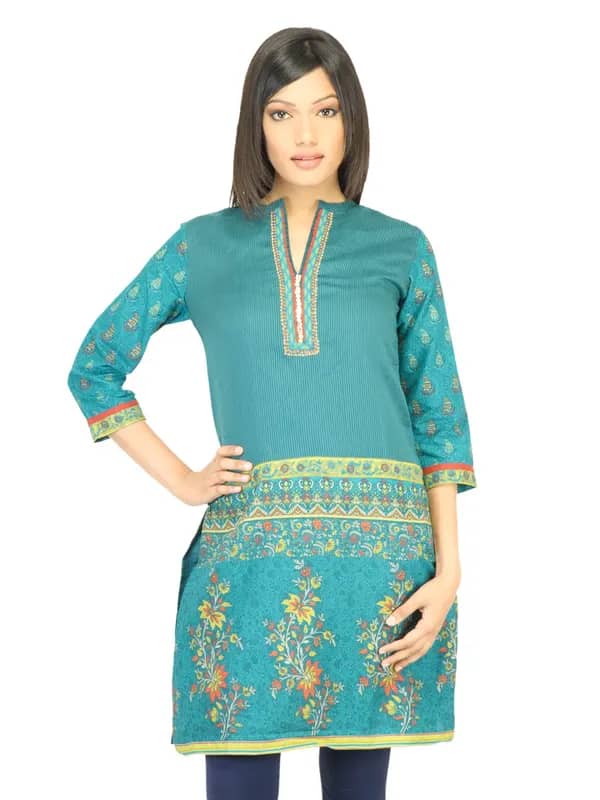 BIBA Women Printed Green Kurta